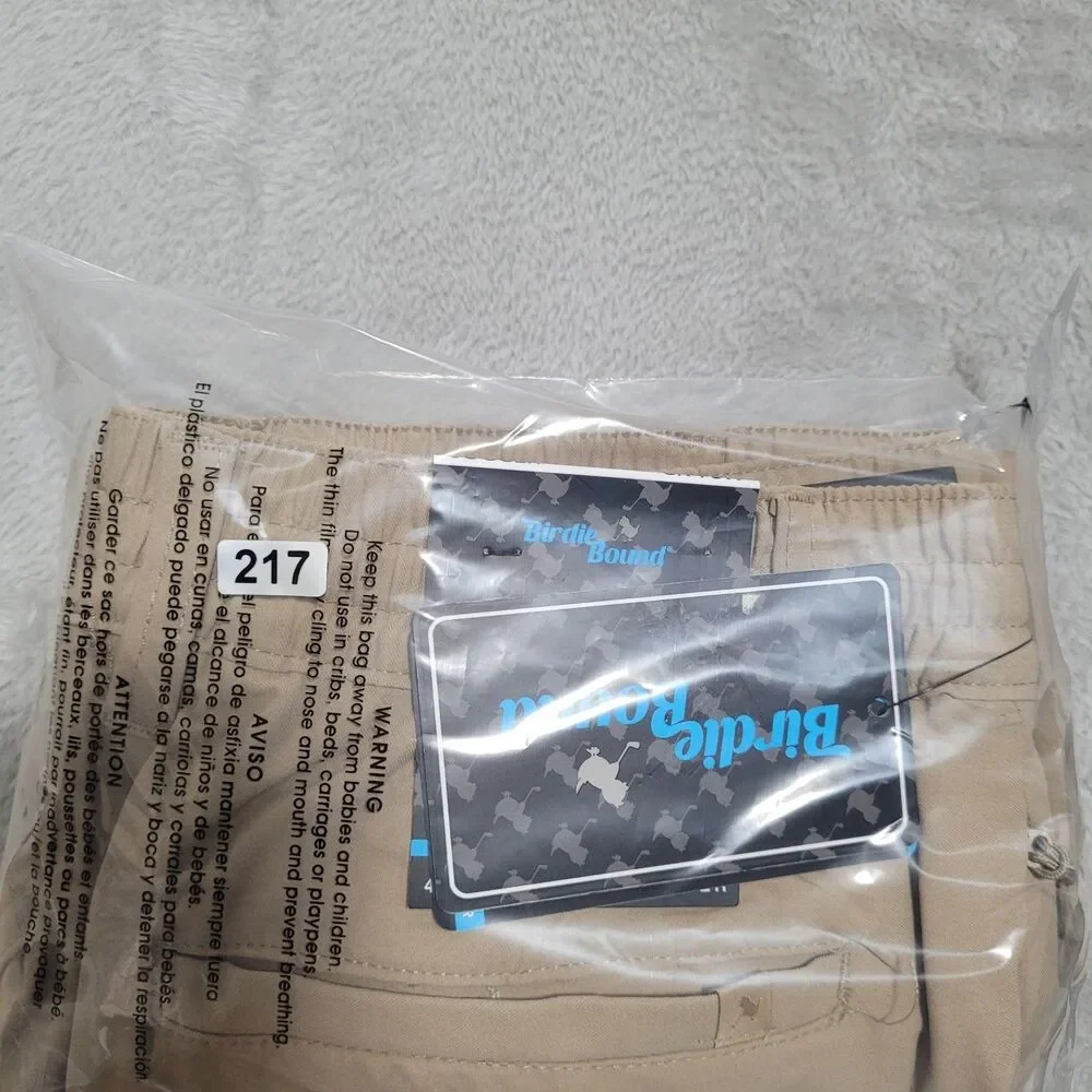 Birdie Bound Jogger Pants Mens Small Beige Golf Performance 4-Way Stretch Pocket